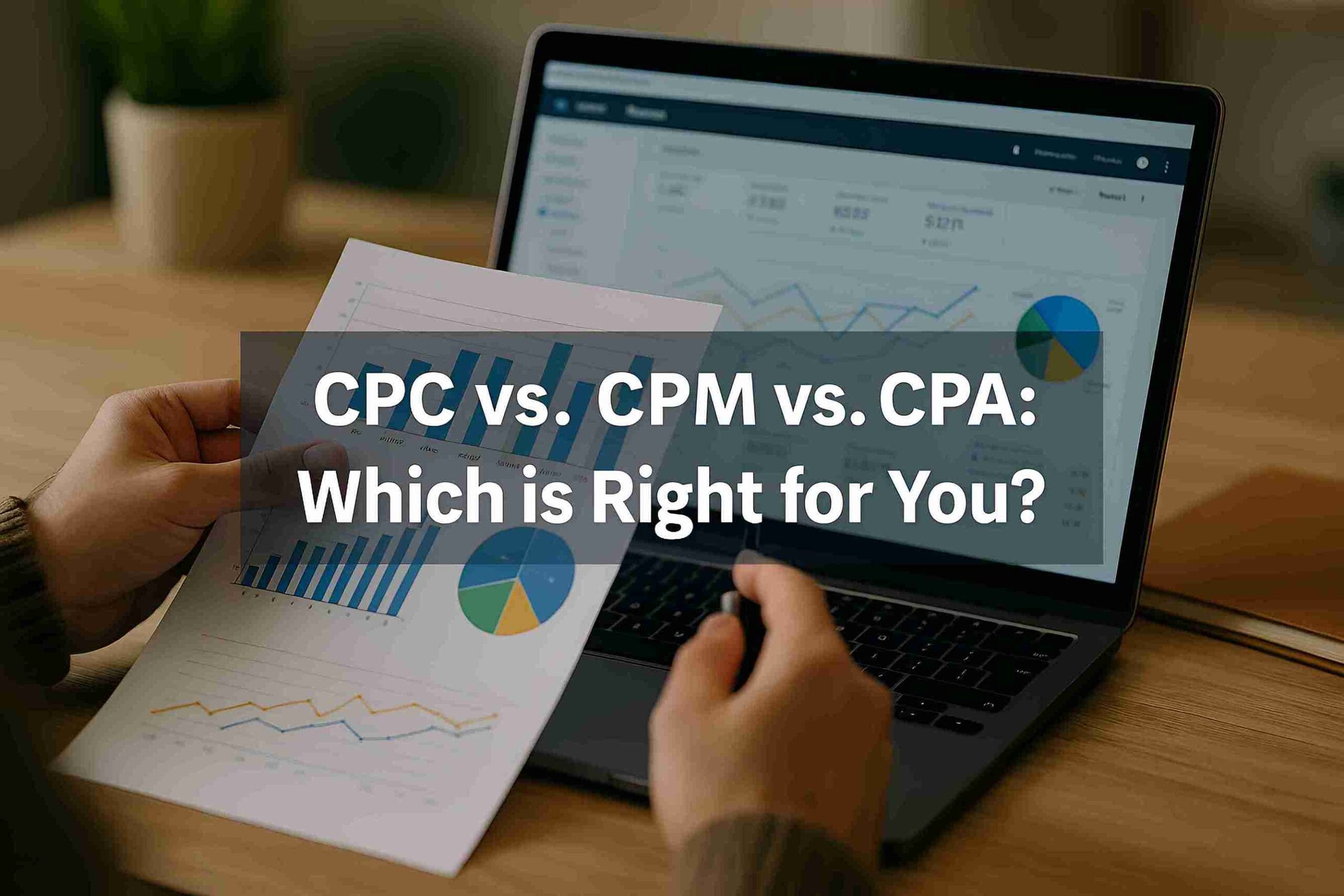 Google Ads dashboard comparing CPC, CPM, and CPA pricing models