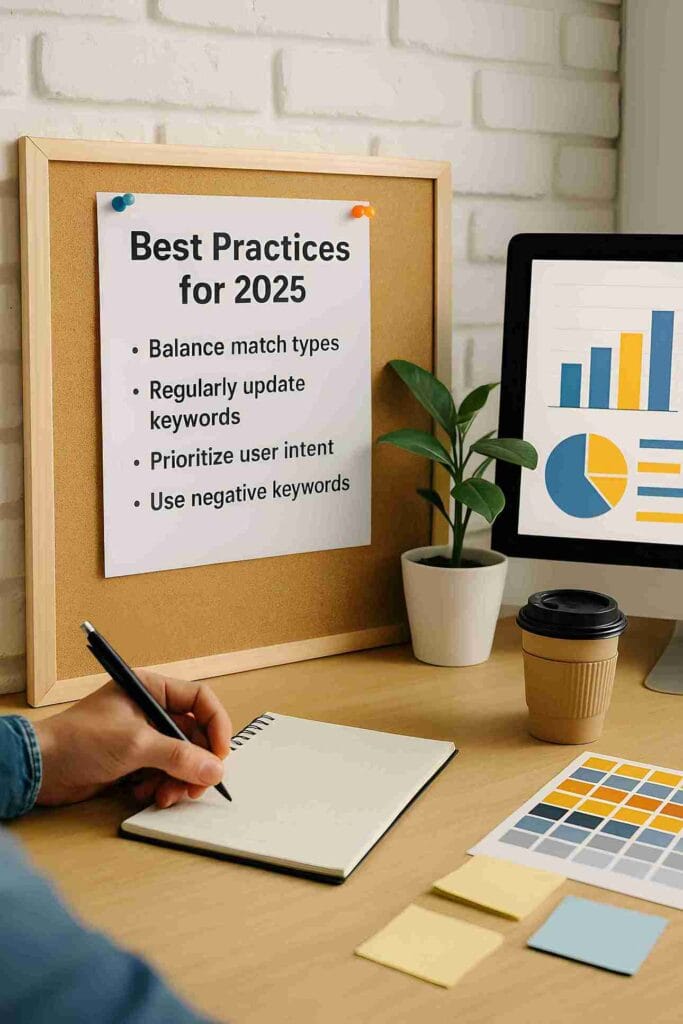 Infographic of Google Ads keyword match best practices for 2025